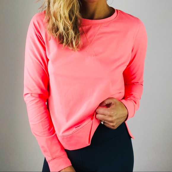 lululemon athletica Tops - LULULEMON Neon Coral Pullover Reflective Back Zip